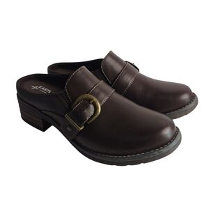 Eastland Erin Slides Mules Clogs Women Brown Faux Leather Buckle  Size 9.5M